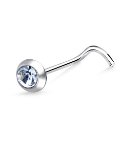 Stone Set Silver Curved Nose Stud NSKB-826